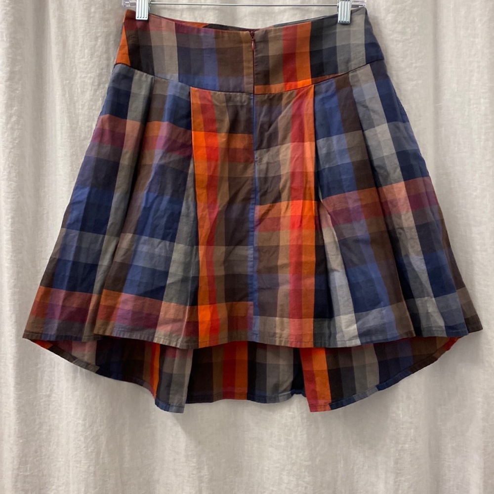 Erika Ikezili RARE 100% Cotton Plaid Knee Length Skirt Size M